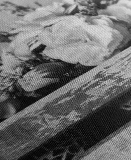 Černobílé obrazy Obraz černobílé květiny v bedýnce bez srdíčka