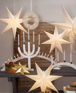 Vánoční světelná hvězda STAR TRADING Papírová tečkovaná hvězda s otvory, bílá Ø 54 cm