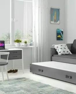 Postele BMS Dětská postel s přistýlkou DAWID | šedá 90 x 200 cm Barva: Růžová