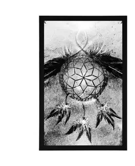 Černobílé Plakát indiánský lapač snů v černobílém provedení