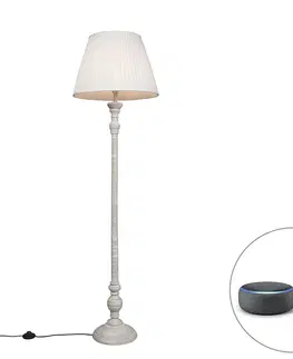 Stojaci lampy Chytrá stojací lampa šedá s bílým skládaným stínidlem včetně Wifi A60 - Classico