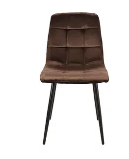 Židle Kasvo MILA VELVET židle jídelní (S) černé nohy / potah bluvel 48 hnědý