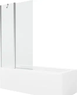 Vany MEXEN/S Cubik obdélníková vana 170 x 70 cm s panelem + vanová zástěna 100 cm, transparent, chrom 550317070X9410110100