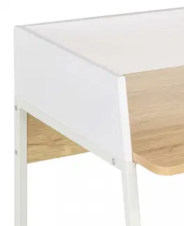 Pracovní stoly Psací stůl DTD / kov Dekorhome Bílá / dub