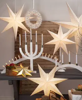 Vánoční světelná hvězda STAR TRADING Papírová tečkovaná hvězda s otvory, bílá Ø 70 cm