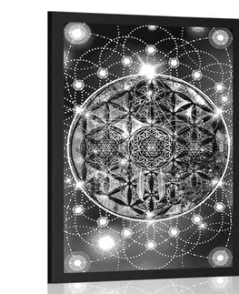 Černobílé Plakát okouzlující Mandala v černobílém provedení