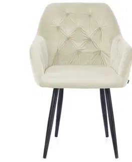 Židle HOMEDE Designová židle Argento krémová, velikost 61x44x90