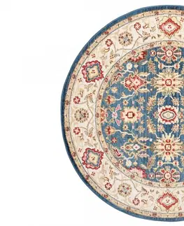 Kulaté a oválné koberce Kulatý vintage koberec modro béžový Šírka: 170 cm