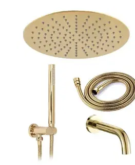 Sprchy a sprchové panely REA Podomítkový vanový a sprchový set Lungo zlatý + box REA-P4125