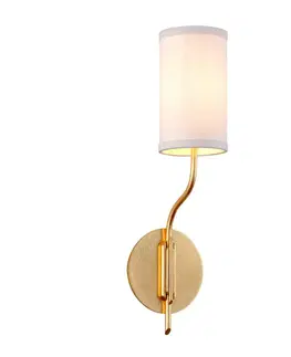 Klasická nástěnná svítidla HUDSON VALLEY nástěnné svítidlo JUNIPER kov/textil zlatá/bílá E14 1x40W B6161-CE