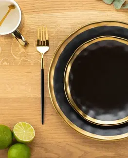Talíře DekorStyle Keramický talíř Lissa 20 cm černý