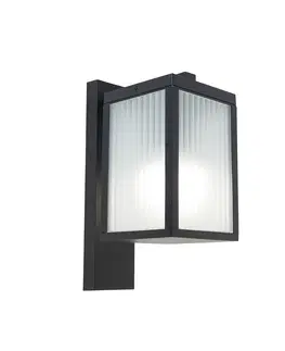 Venkovni nastenne svetlo Elegantní venkovní nástěnná lucerna černá s vroubkovaným sklem včetně WiFi A60 - Charlois