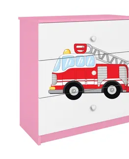 Dětský nábytek Kocot kids Komoda Babydreams 80 cm hasiči růžová