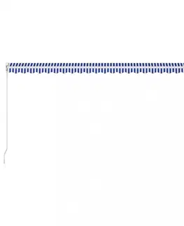 Zahradní markýzy Ručně zatahovací markýza 600x300 cm Dekorhome Bílá / modrá