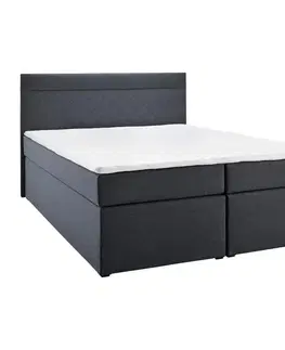 Americké postele Boxspring postel s topperem Rosa 140x200 Cm, Tmavě Šedá