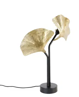Stolni lampy Orientální stolní lampa mosazná s černým 2-světlem - Louka