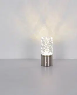 Stolní lampy Globo Nabíjecí stolní lampa LED Lunki, niklová barva, výška 19 cm, CCT
