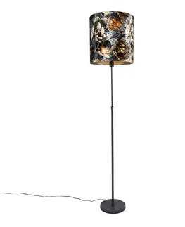 Stojaci lampy Stojací lampa černé květinové provedení nastavitelné 40 cm - Parte