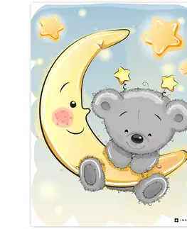 Obrazy do dětského pokoje Tabulka medvídka na měsíčku