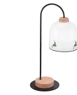 Lampy Kolarz Kolarz A1352.71.G.100 - Stolní lampa NONNA 1xE27/60W/230V jeleni dub/bílá/zelená 
