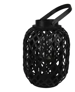 Zahradní lampy Černá dřevěná lucerna s uchem - Ø  22*29 cm Clayre & Eef 6RO0590
