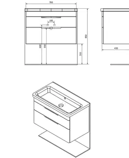 Koupelnový nábytek SAPHO ELLA umyvadlová skříňka 76,5x50x43cm, bílá EL080-3030