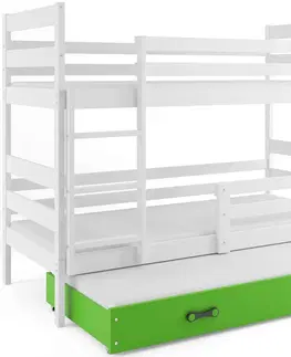 Postele BMS Dětská patrová postel s přistýlkou Eryk 3 | bílá Barva: bílá / zelená, Rozměr: 200 x 90 cm