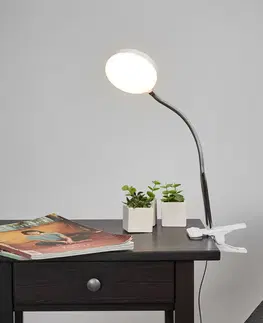 Stolní lampy a lampičky s klipem Lindby Stolní lampa Lindby LED s klipem Milow, bílá, kov, výška 36 cm