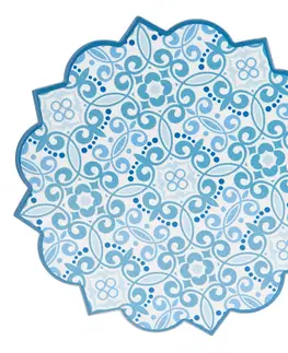 Prkénka a krájecí desky Modrá keramicko-korková podložka pod nádobí Ornament - 20*20 cm Clayre & Eef 6CE0978