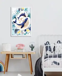 Obrazy do dětského pokoje Obraz do dětského pokoje - Velrybky s květinami