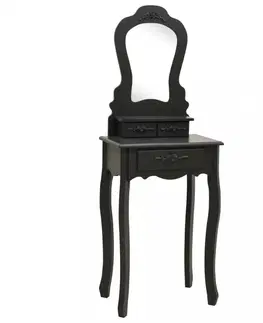 Toaletní Toaletní stolek s taburetem Dekorhome Černá