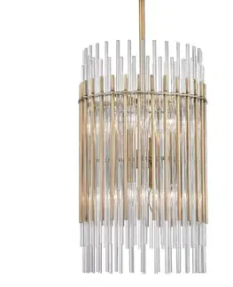 Designová závěsná svítidla HUDSON VALLEY závěsné svítidlo WALLIS ocel/sklo staromosaz/čirá E14 8x40W 6315-AGB-CE