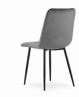 Židle Sada 4 ks šedých sametových židlí LAVA