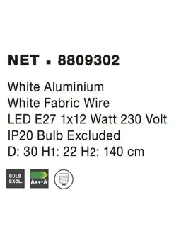 Industriální závěsná svítidla NOVA LUCE závěsné svítidlo NET bílý hliník bílý kabel E27 1x12W bez žárovky 8809302