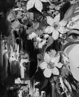 Černobílé obrazy Obraz originální malba ženy v černobílém provedení