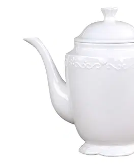 Džbány Porcelánová čajová konvice s krajkou Provence lace - 12*20 cm/ 0.9L Chic Antique 63131-01