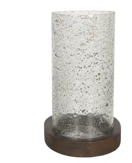 Svícny Skleněný svícen Oliv s kovovou podestou - Ø 22*33 cm Clayre & Eef 6GL3000
