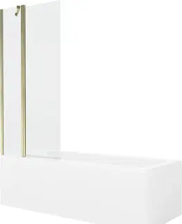 Vany MEXEN/S Cubik obdélníková vana 150 x 70 cm s panelem + vanová zástěna 80 cm, transparent, zlatá 550315070X9408115000