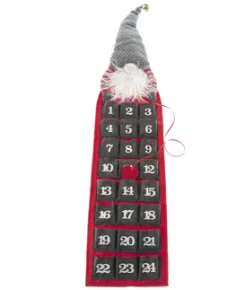 Vánoční dekorace Textilní adventní kalendář Trpaslík černá, 20 x 75 cm