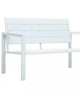 Zahradní lavice Zahradní lavice 120 cm HDPE bílá dřevěný vzhled