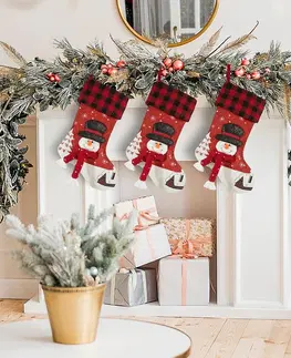 Vánoční dekorace Červené boty Santa Claus se sněhulákem