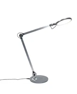 Stolni lampy Designová stolní lampa šedá vč. LED s bezdrátovou nabíječkou - Don
