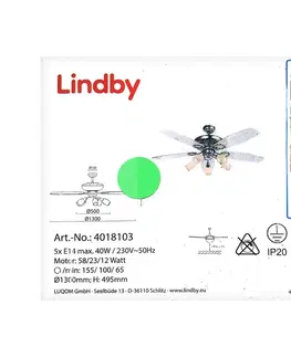 Domácí ventilátory Lindby Lindby - Stropní látor se světlem CEDRIK 5xE14/40W/230V 