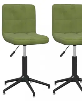 Židle Otočná jídelní židle 2 ks samet / kov Dekorhome Světle zelená
