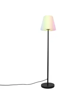 Venkovni stojaci lampy Chytrá stojací lampa černá s bílým stínidlem 35 cm IP65 vč