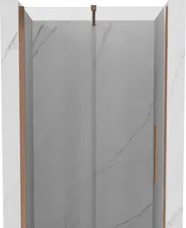 Sprchové kouty MEXEN/S Velar posuvné sprchové dveře 120, transparent, kartáčovaná měď 871-120-000-01-65