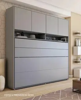 bez úložného prostoru Široká sklápěcí postel ve skříni MONTERASSO, 90x200, šedá