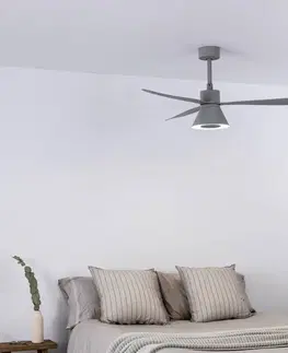 Stropní ventilátory se světlem FARO BARCELONA Stropní ventilátor Amelia Cone, LED světlo, šedá
