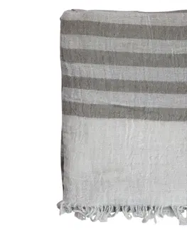 Deky Béžovo - taupe pruhovaný pléd s třásněmi Stripes - 130*170 cm Chic Antique 16086509 (16865-09)