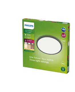 Venkovní stropní osvětlení Philips Philips SuperSlim LED IP54 Ø 25cm 2 700K černá
